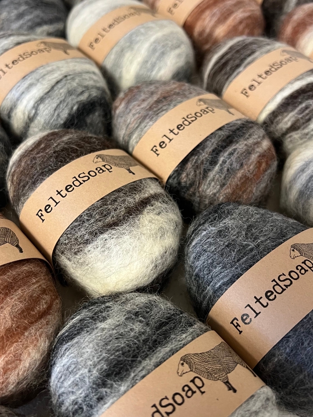 FeltedSoap Wool Soap Balls - Multicolor (3 Pack) Fresh Scent